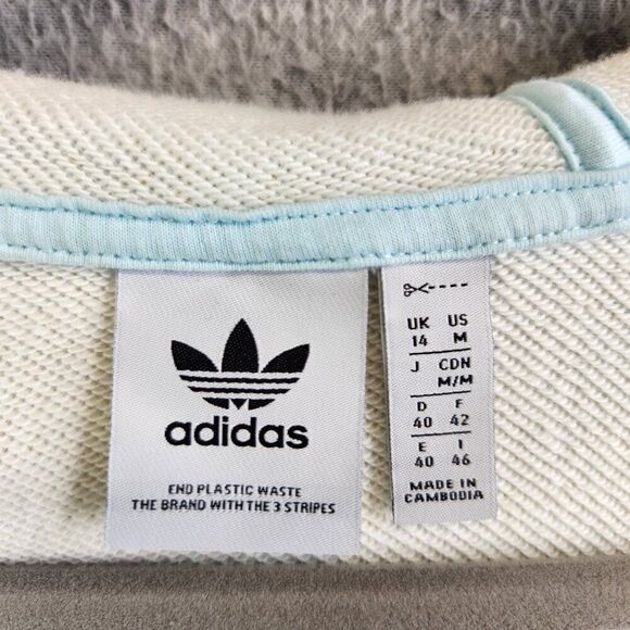 Adidas Hoodie Womens M Yellow Spray Paint Full Zip Trefoil Terry Ribbed Boxy - Picture 9 of 15